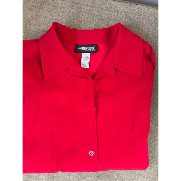 90s Sag Harbor Women's Red‎  Shacket Long Sleeve Top Size 20W Fall Cozy - Picture 6 of 6